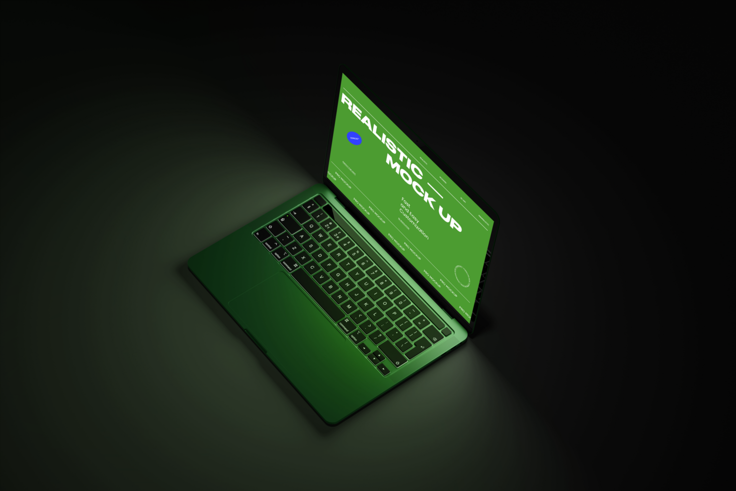 Laptop device set on modern background and realistic scene psd