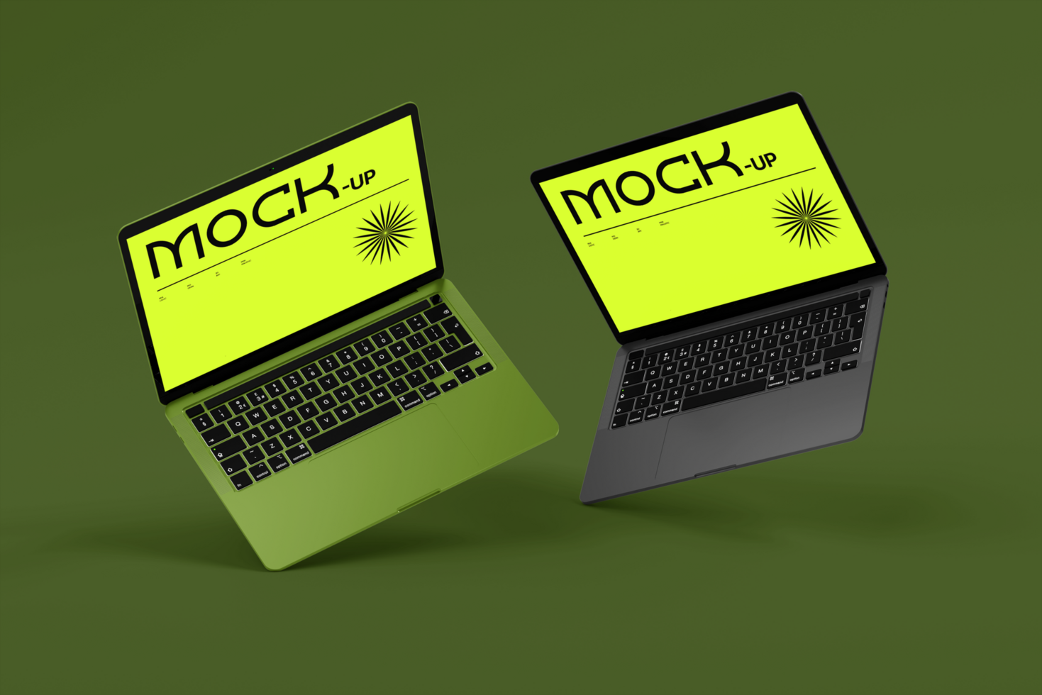 Minimal Laptop 3d mockup with natural scene psd