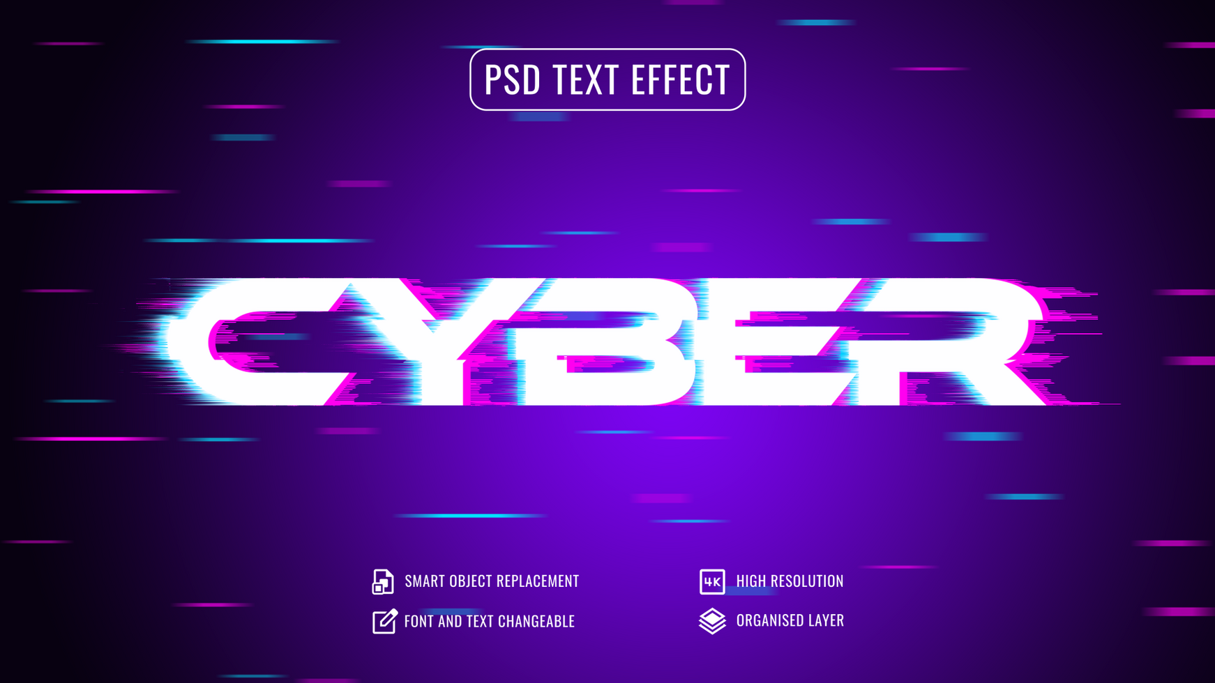 cyber text effect with neon light psd