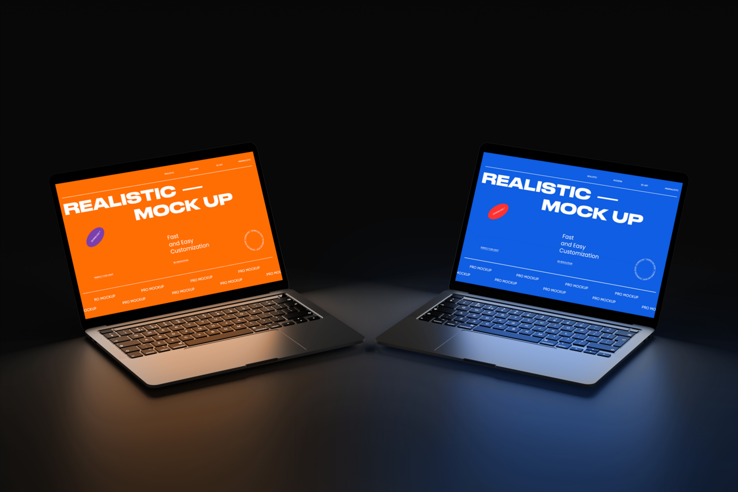 Laptop mockup and keyboard with light and minimal background psd