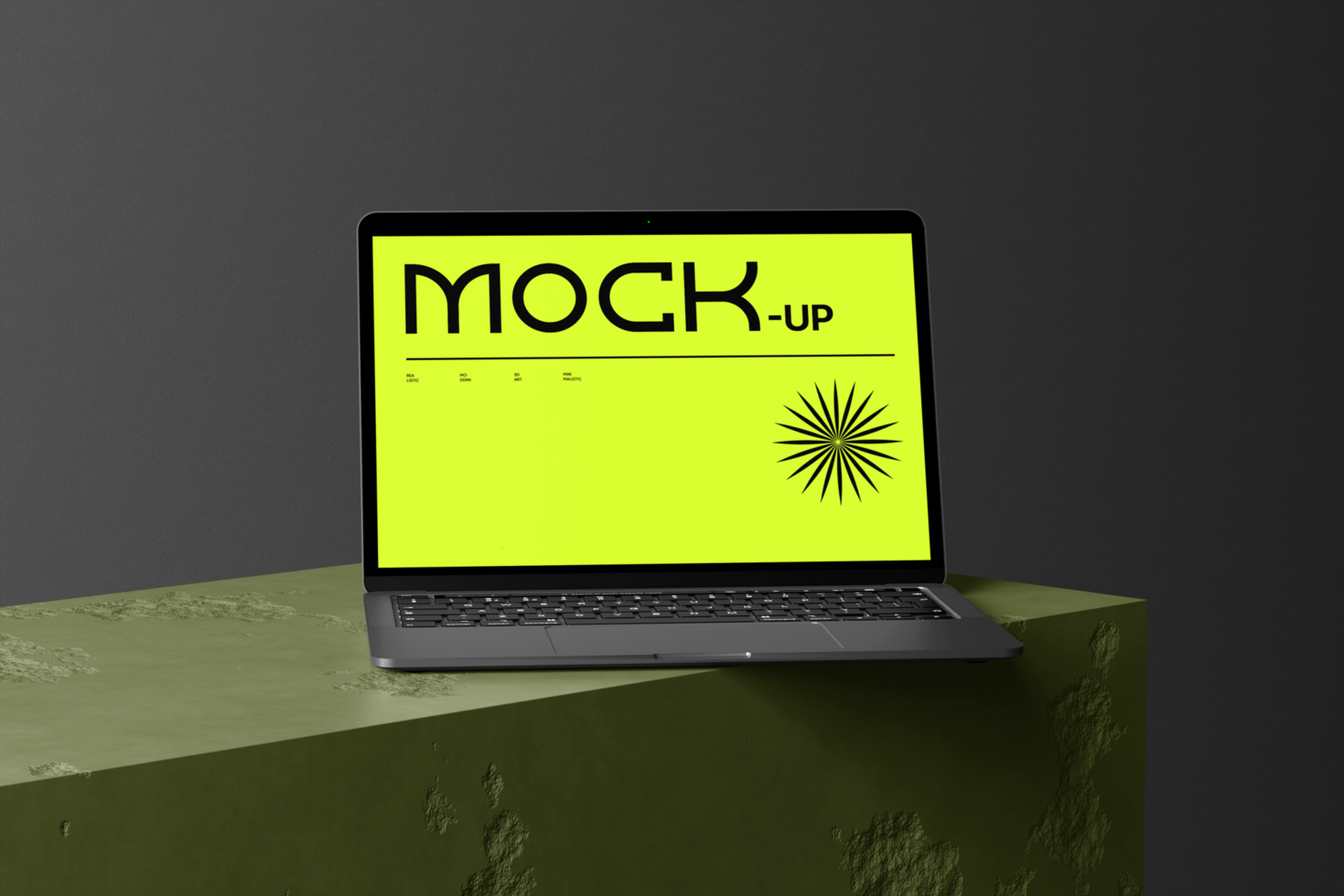 3d Device Mockup Laptop with Wall Background psd