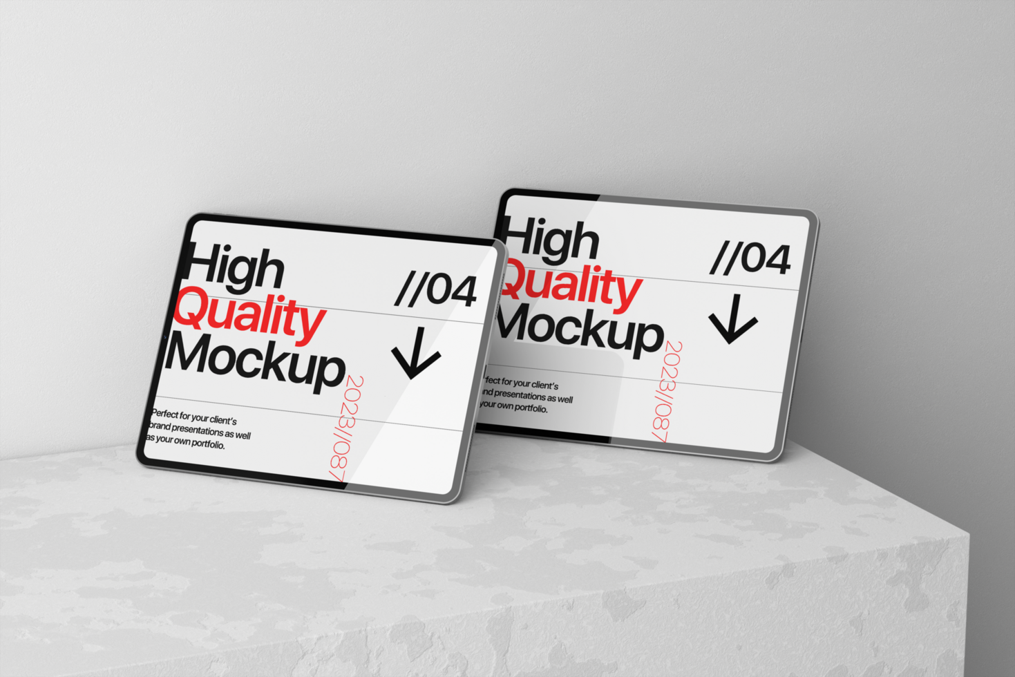 Device tablet mockup with wall background psd