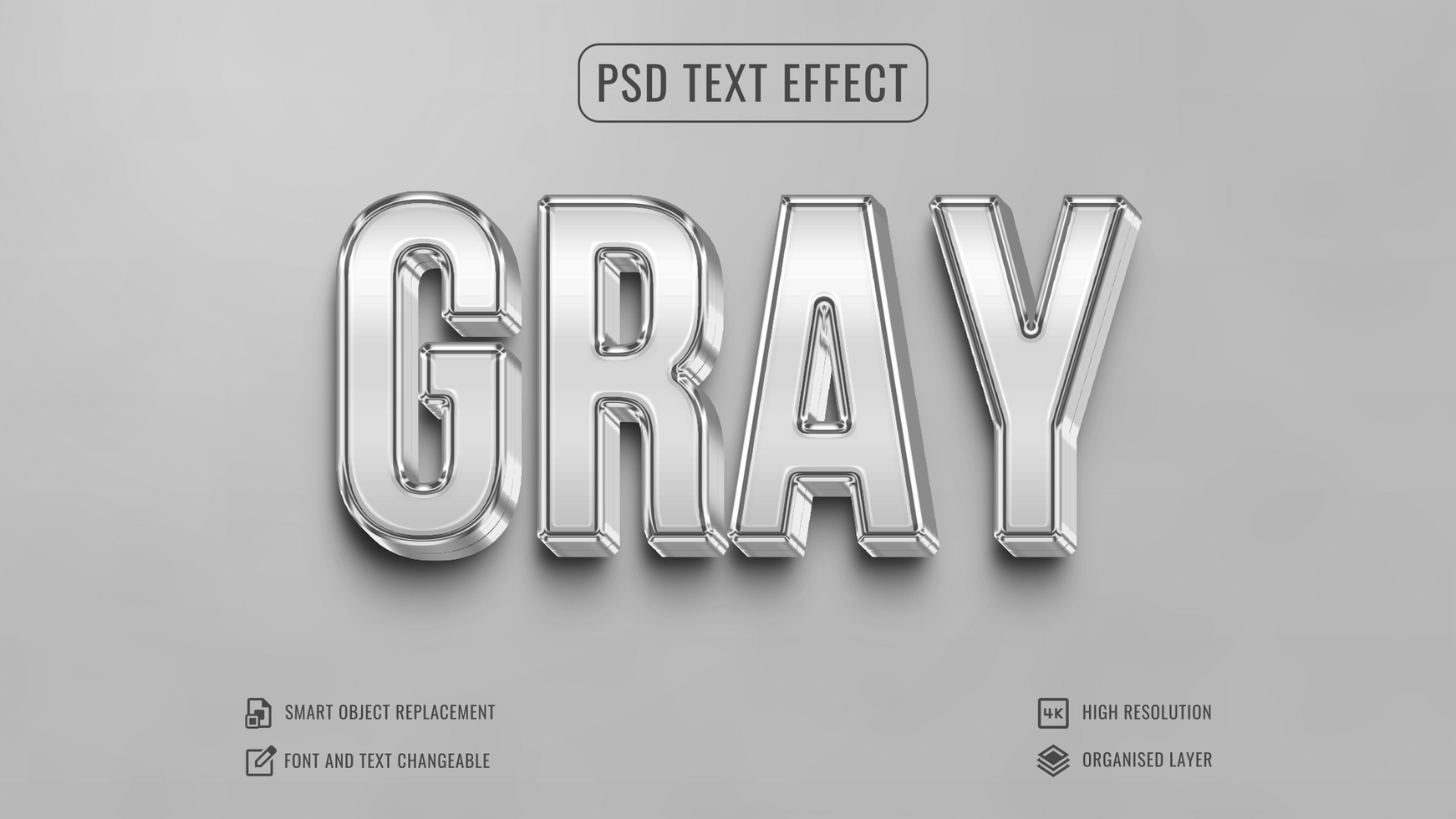 gray silver text effect in a 3d style psd