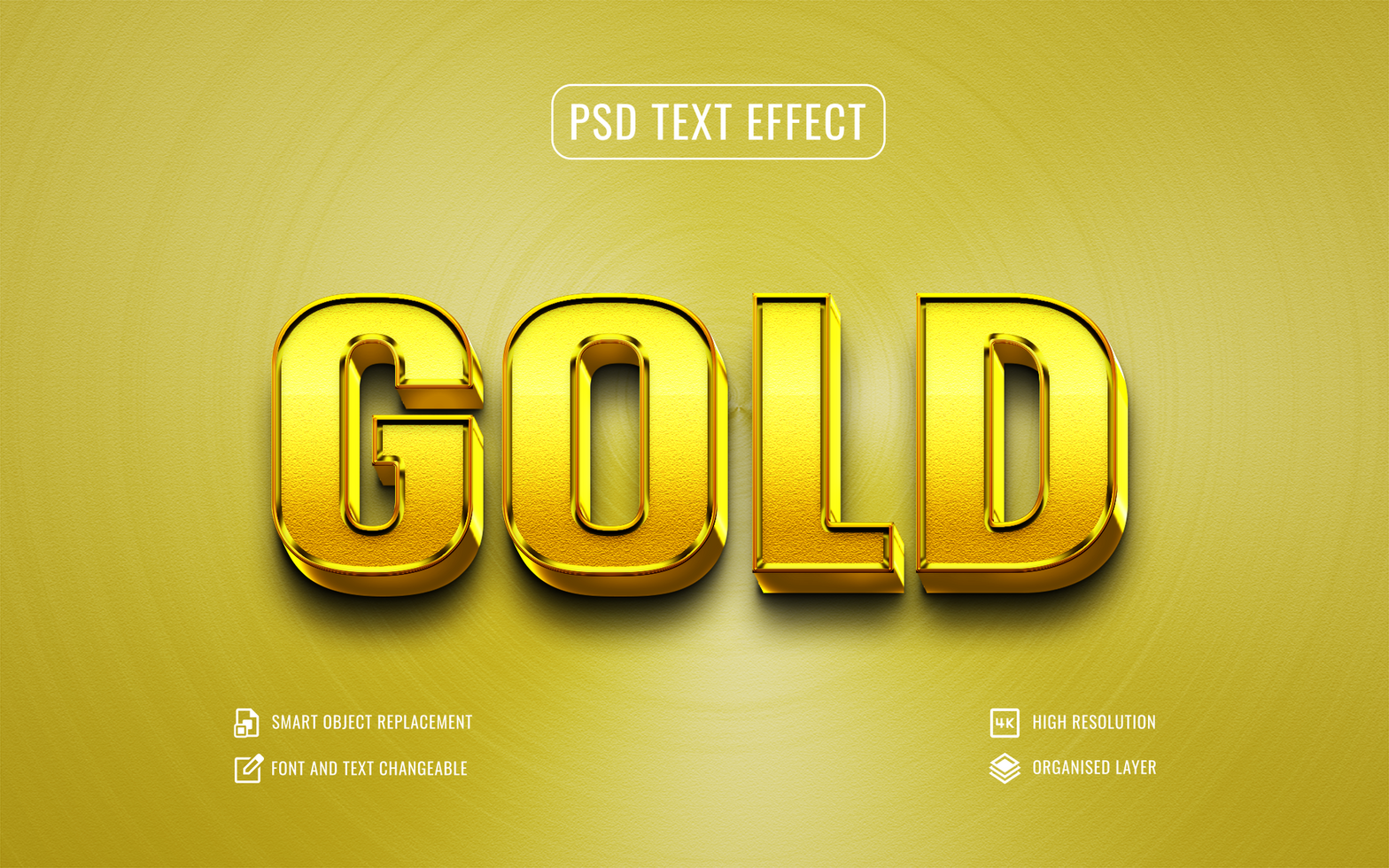 gold text effect with metallic golden background psd