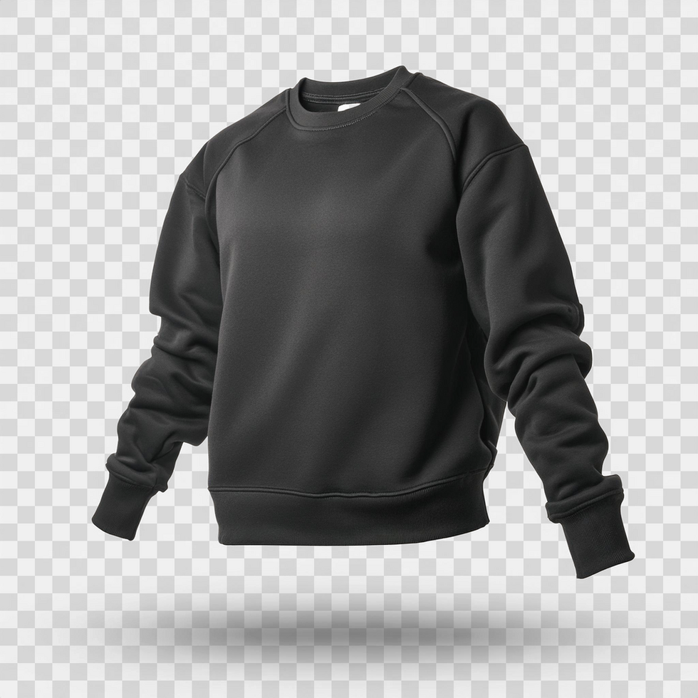 Dark black sweatshirt on isolated transparent background psd