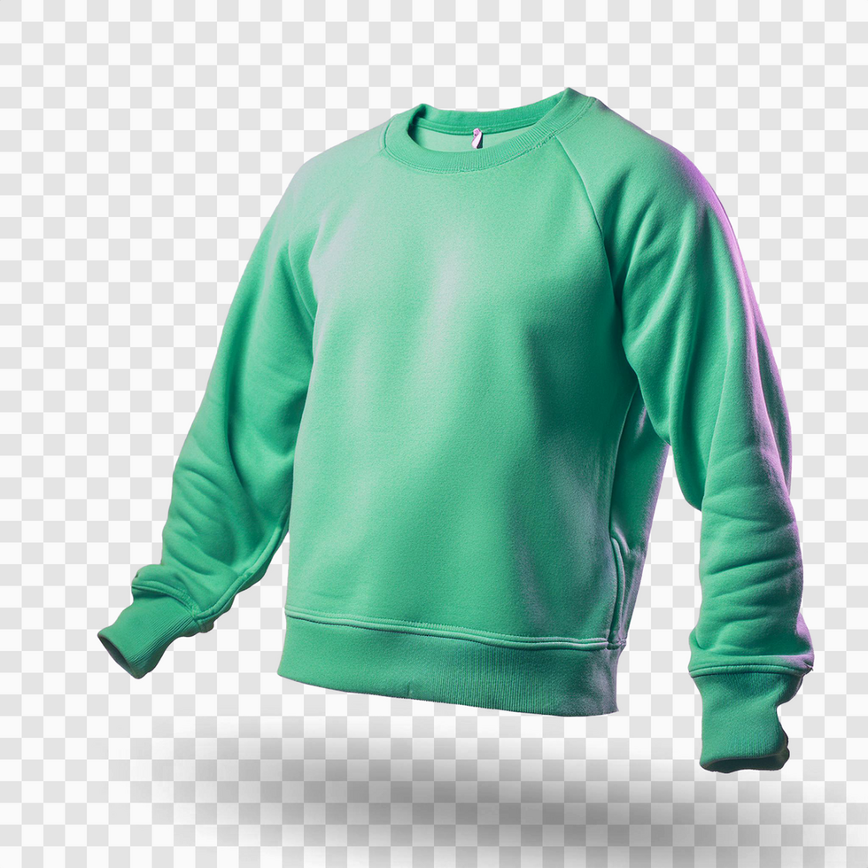 Green sweatshirt on isolated transparent background psd
