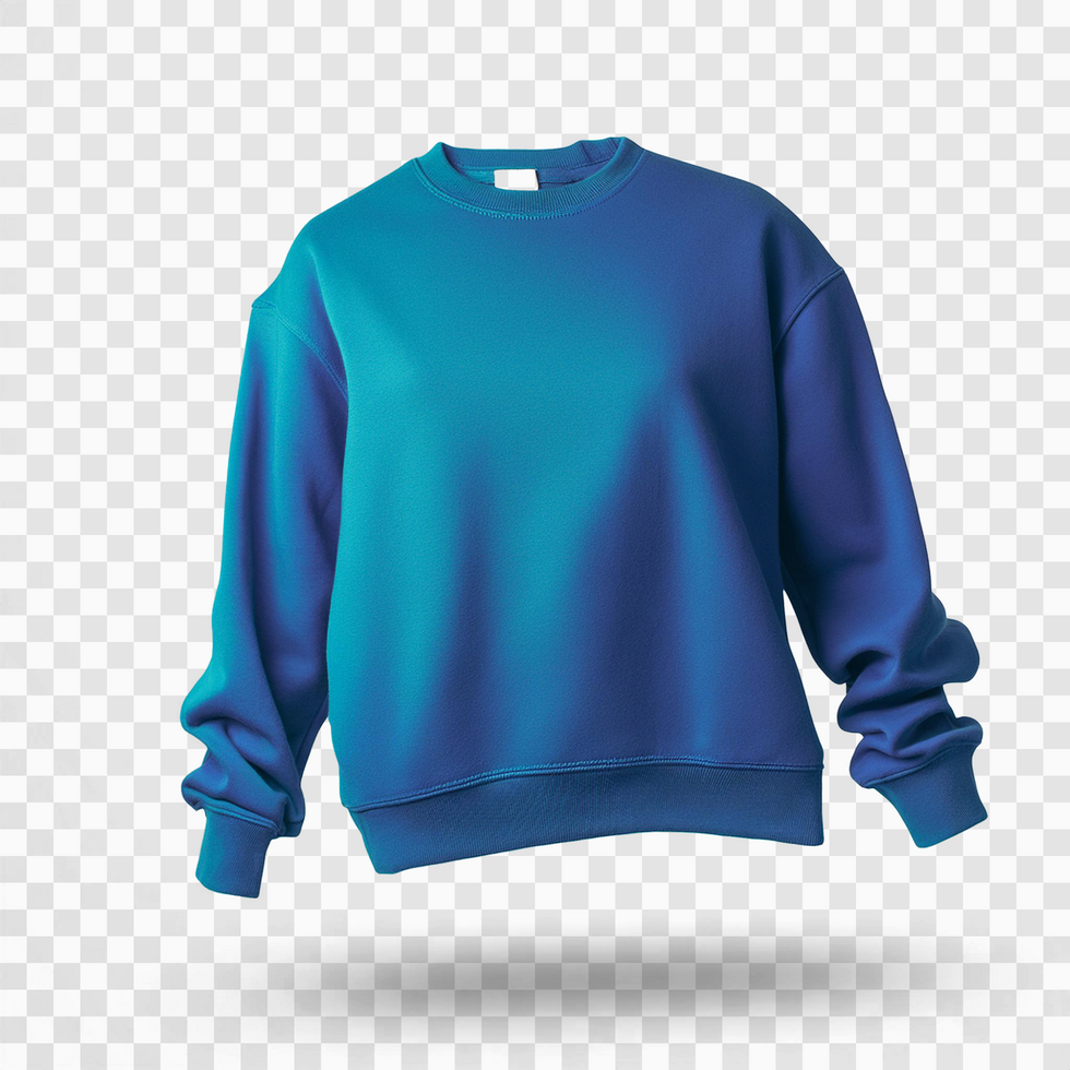 Bright blue sweatshirt on isolated transparent background psd