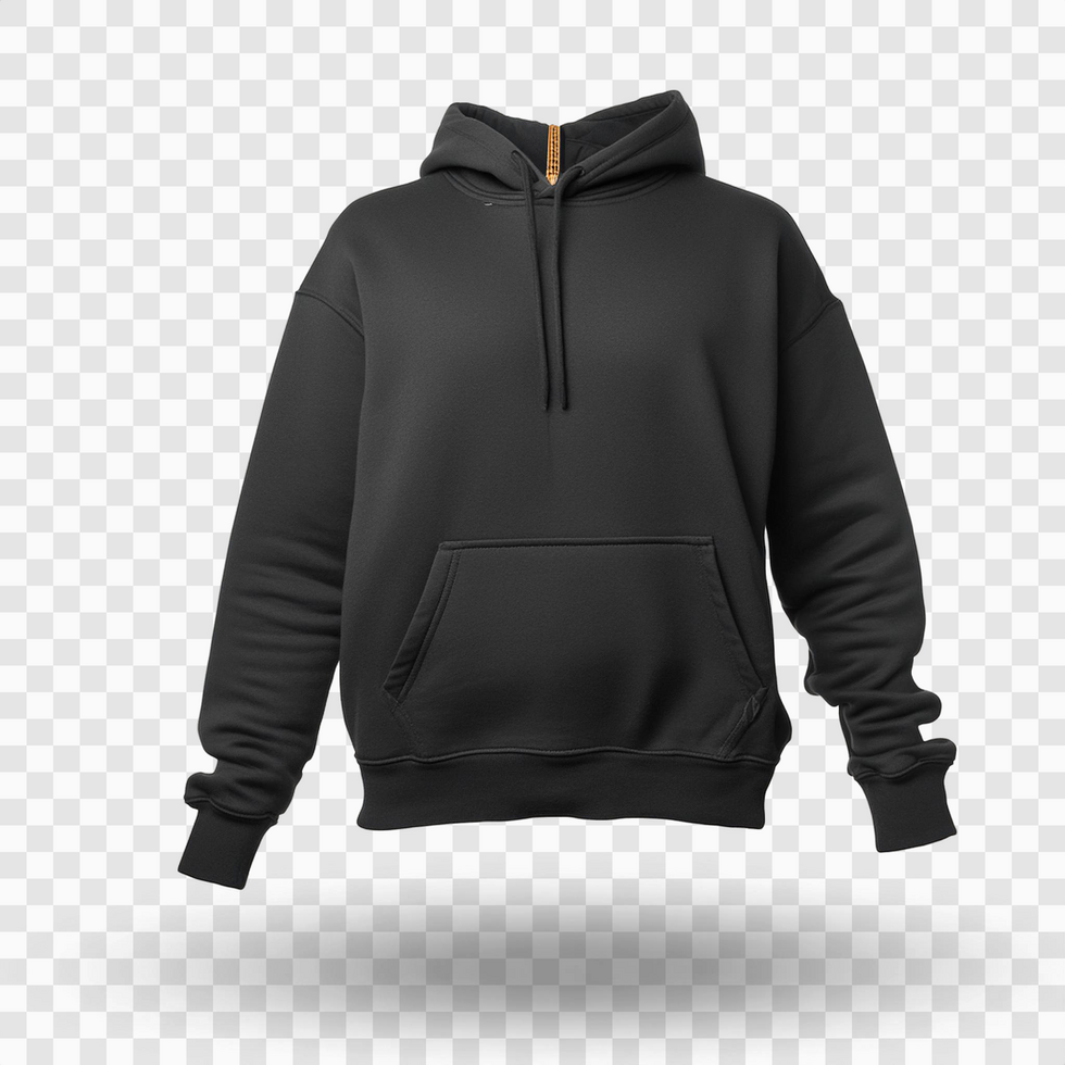 Black hoodie with zip on isolated transparent background psd