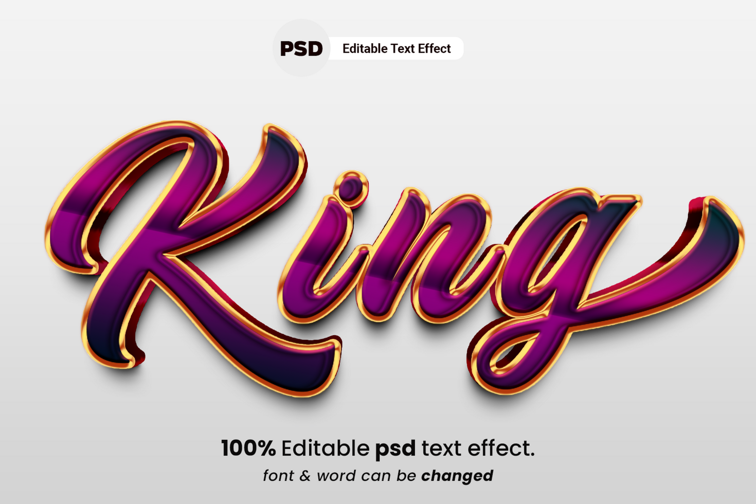 King 3D Editable Text Effect psd