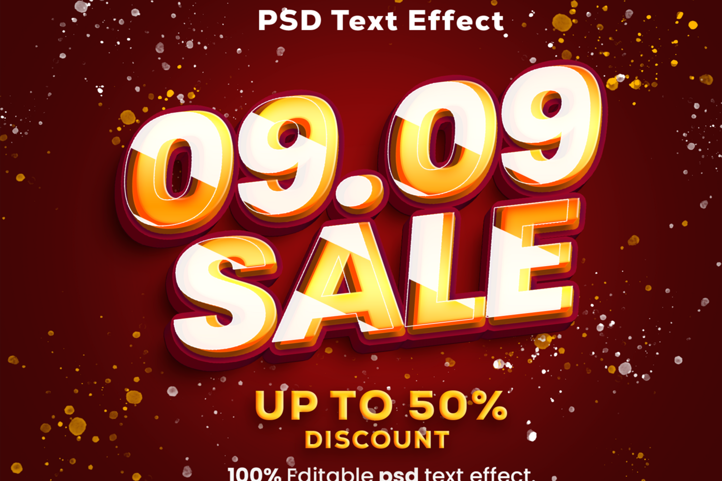 9.9 Flash Sale 3D Editable Text Effect psd