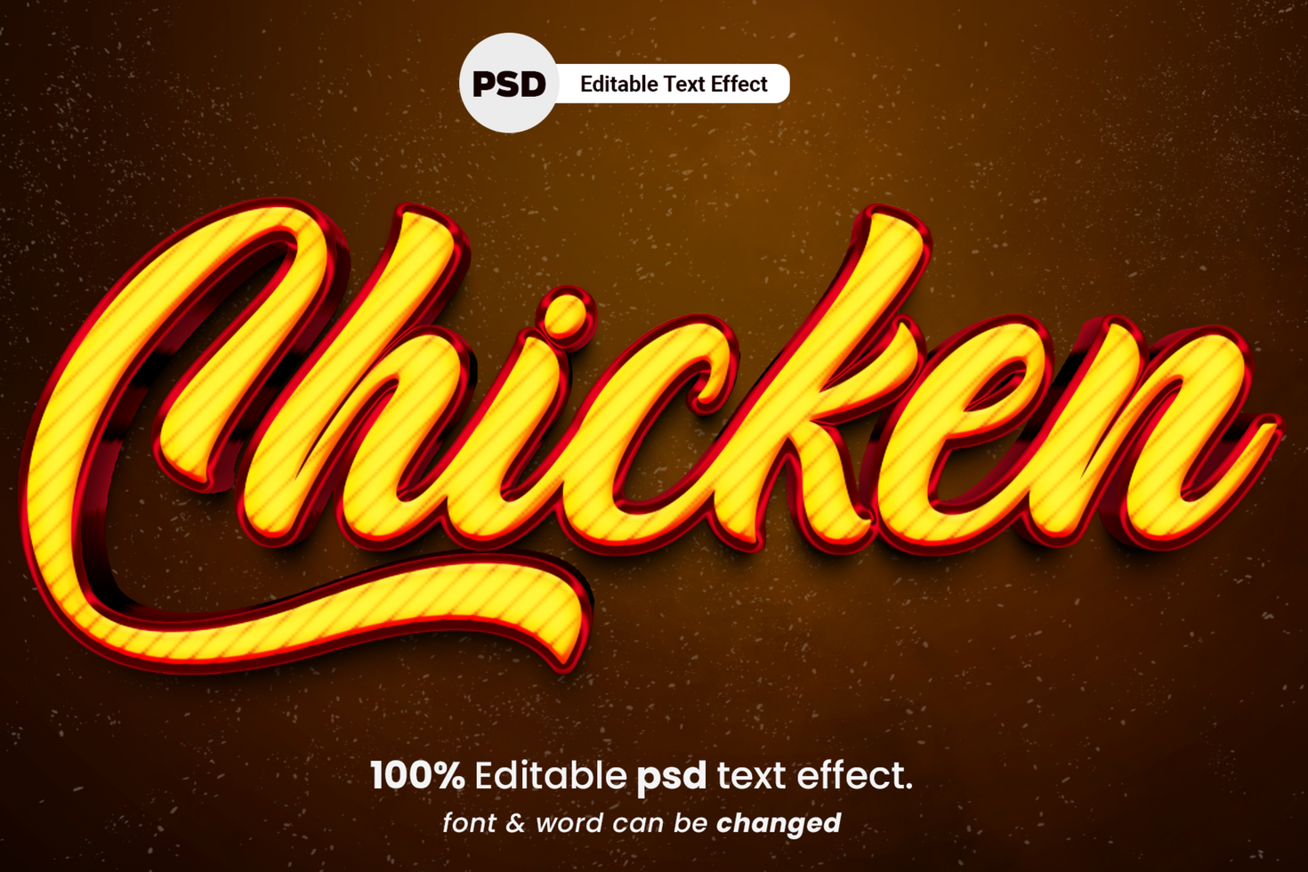 Chicken 3D Editable Text Effect psd