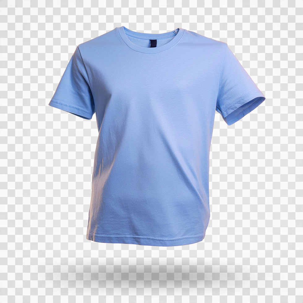 Lite blue shade t shirt with hanger on isolated transparent background psd