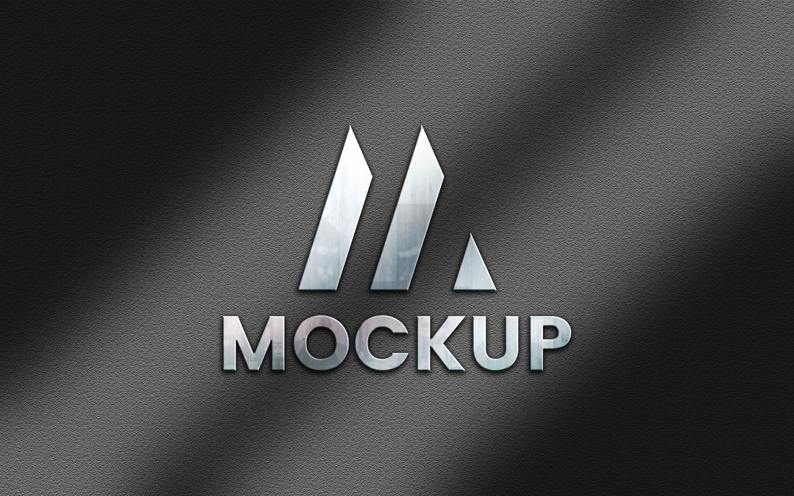 3d steel logo mockup on wall psd