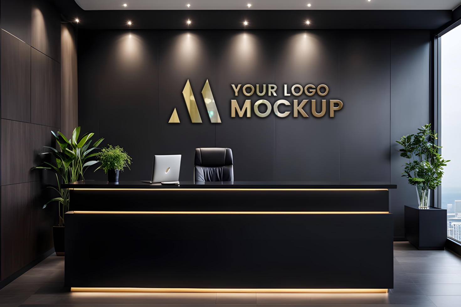 Luxury 3d wall logo mockup psd
