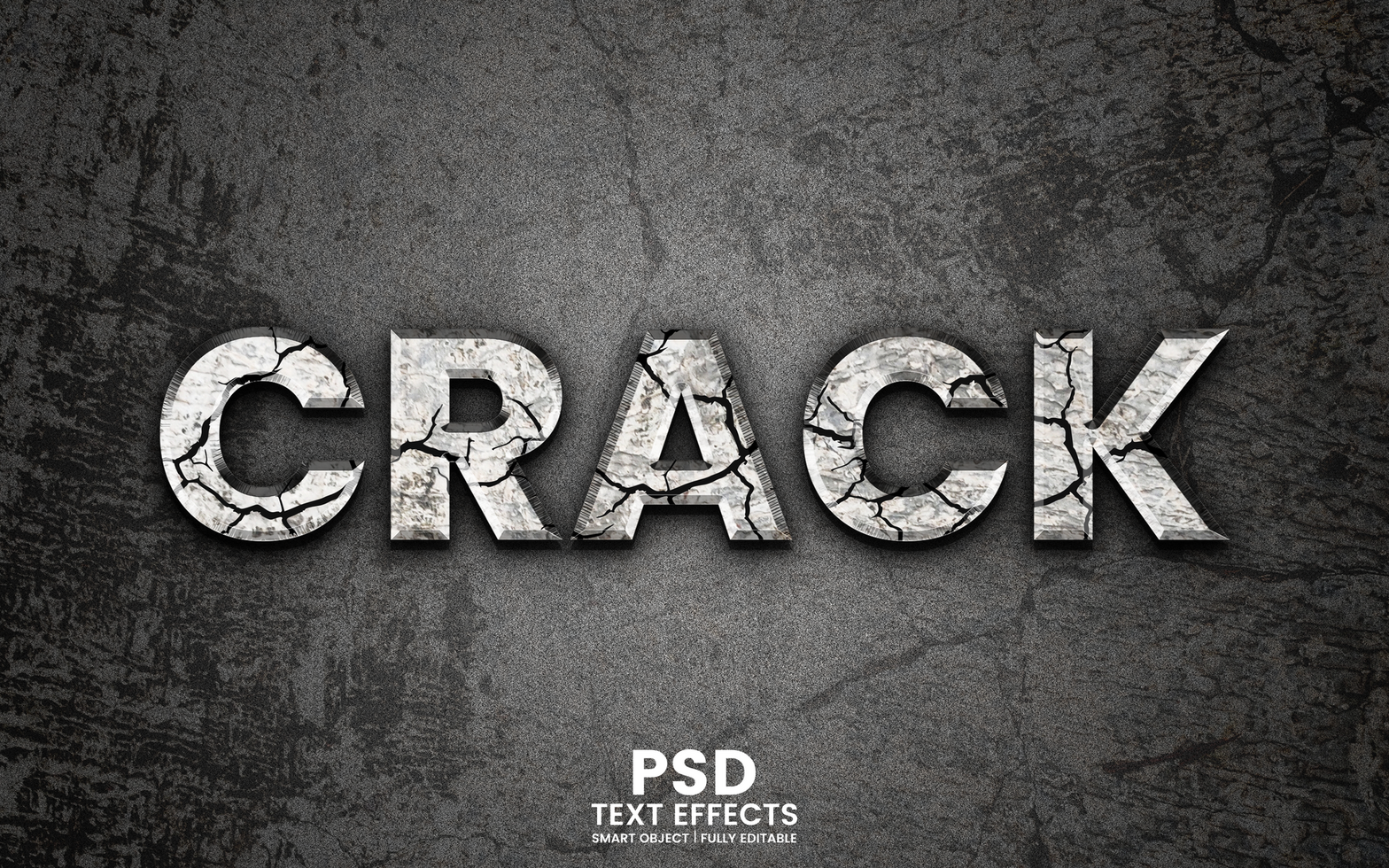 Editable crack text effect psd