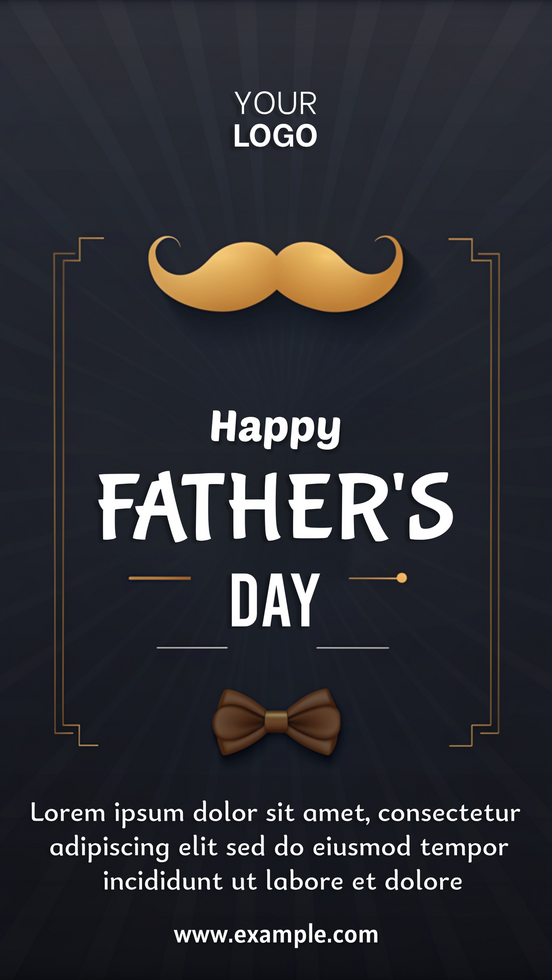 A poster for Father's Day featuring a man with a mustache and a bow tie psd