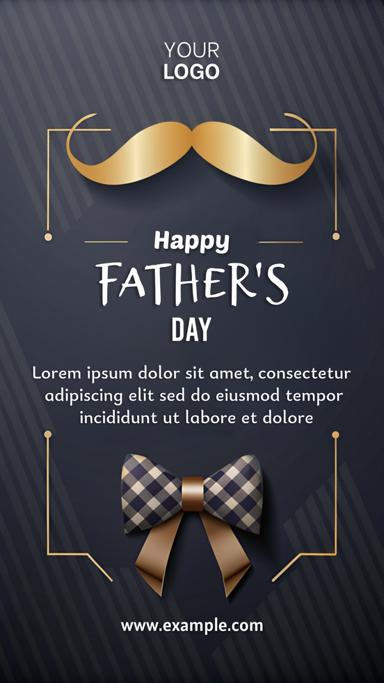 A poster for Father's Day featuring a man with a mustache and a bow tie psd