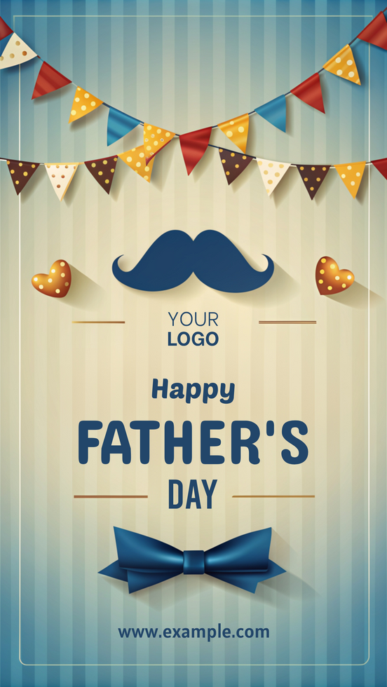 A poster for Father's Day with a man's mustache and a bow tie psd