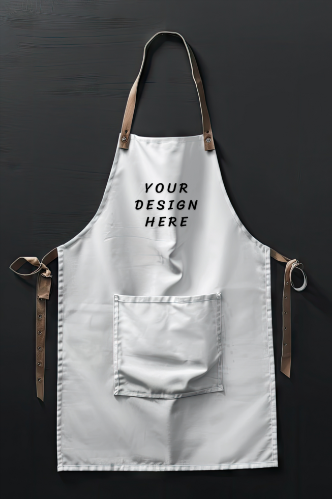 White apron mockup on black background psd