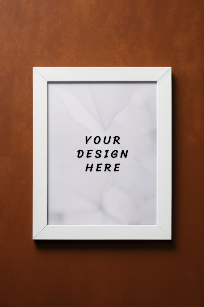 Photo frame mockup on brown background psd