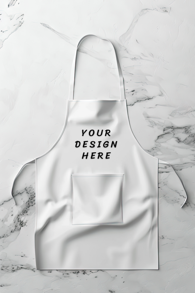 White apron mockup on marble background psd