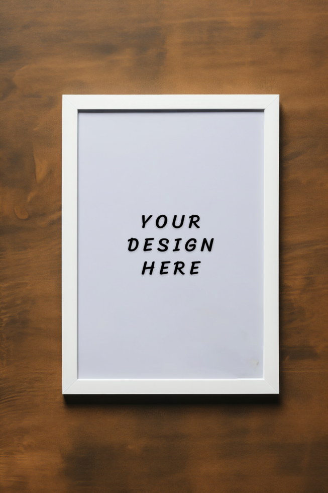 Photo frame mockup on wooden background psd