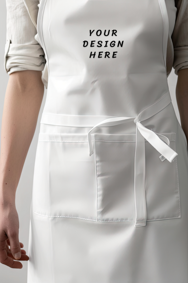 White apron mockup with model psd