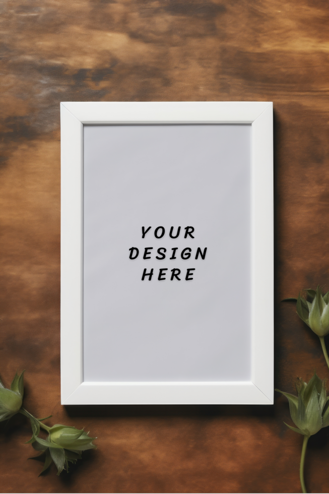 Photo frame mockup on potters clay background psd