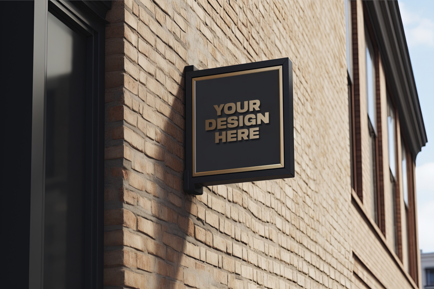 Blank rectangle shop sign mockup psd