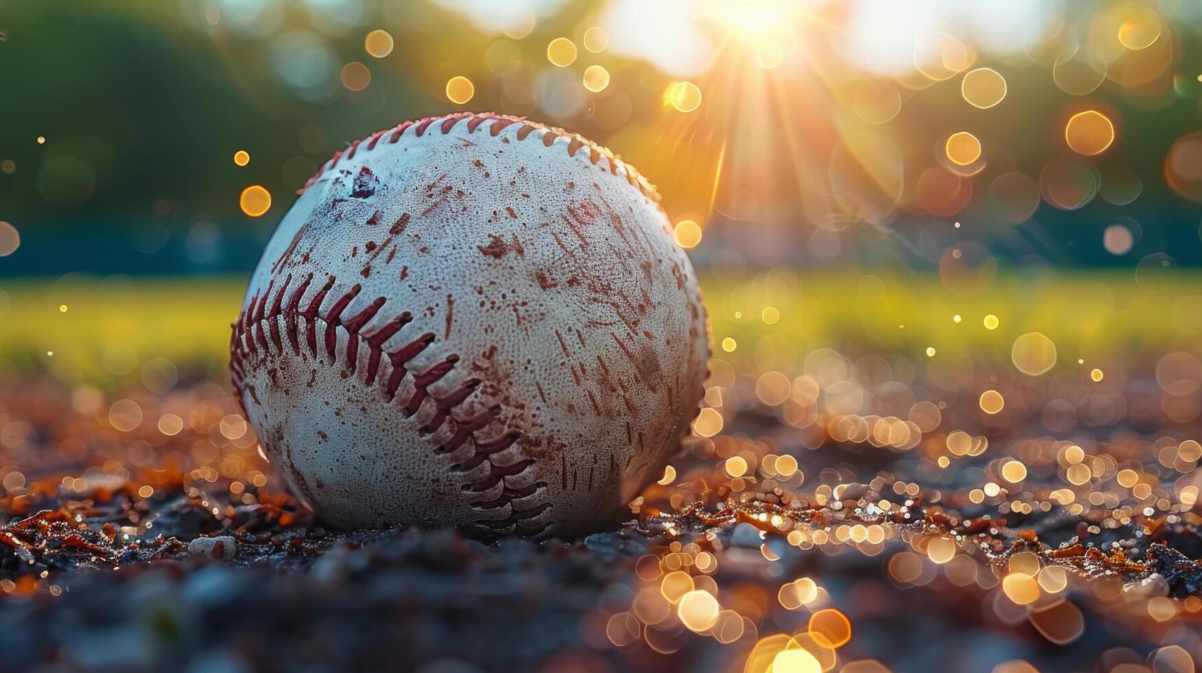Baseball on Water Puddle photo