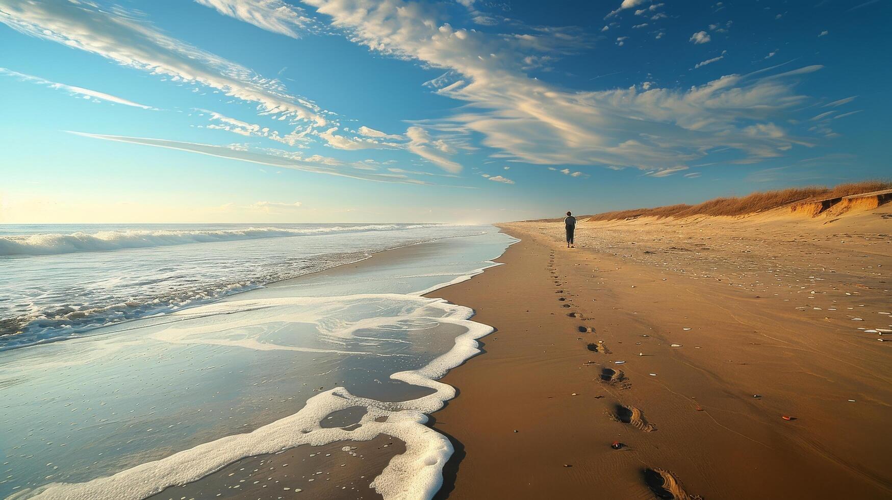 Person Standing on Beach Next to Ocean photo