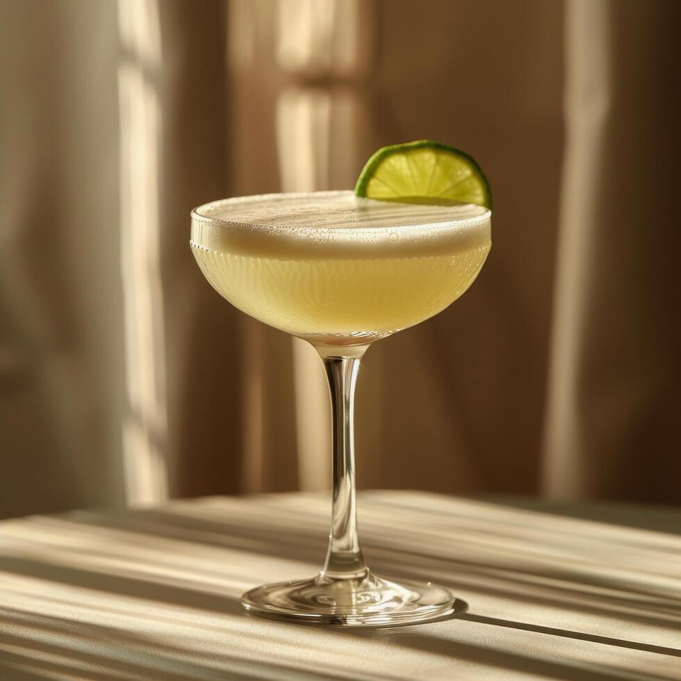 Margarita Cocktail With Lime Slice on Rim photo