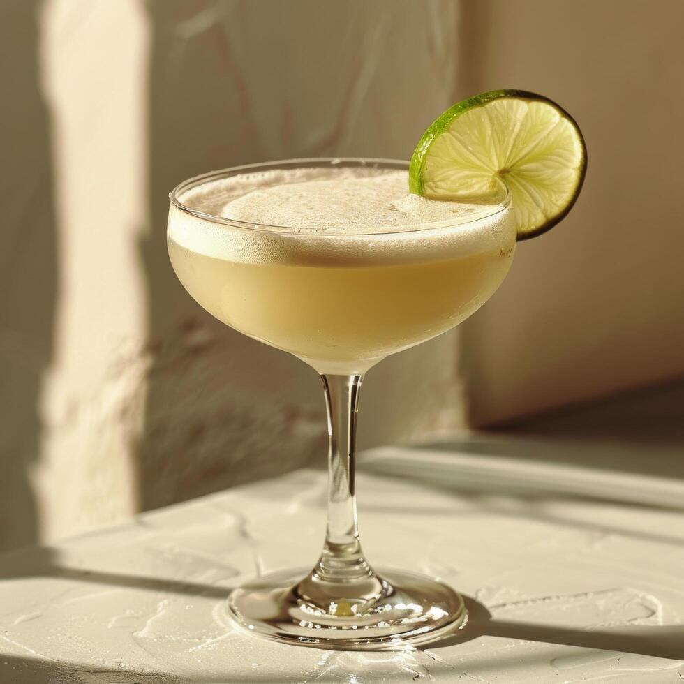 Margarita Cocktail With Lime Slice on Rim photo