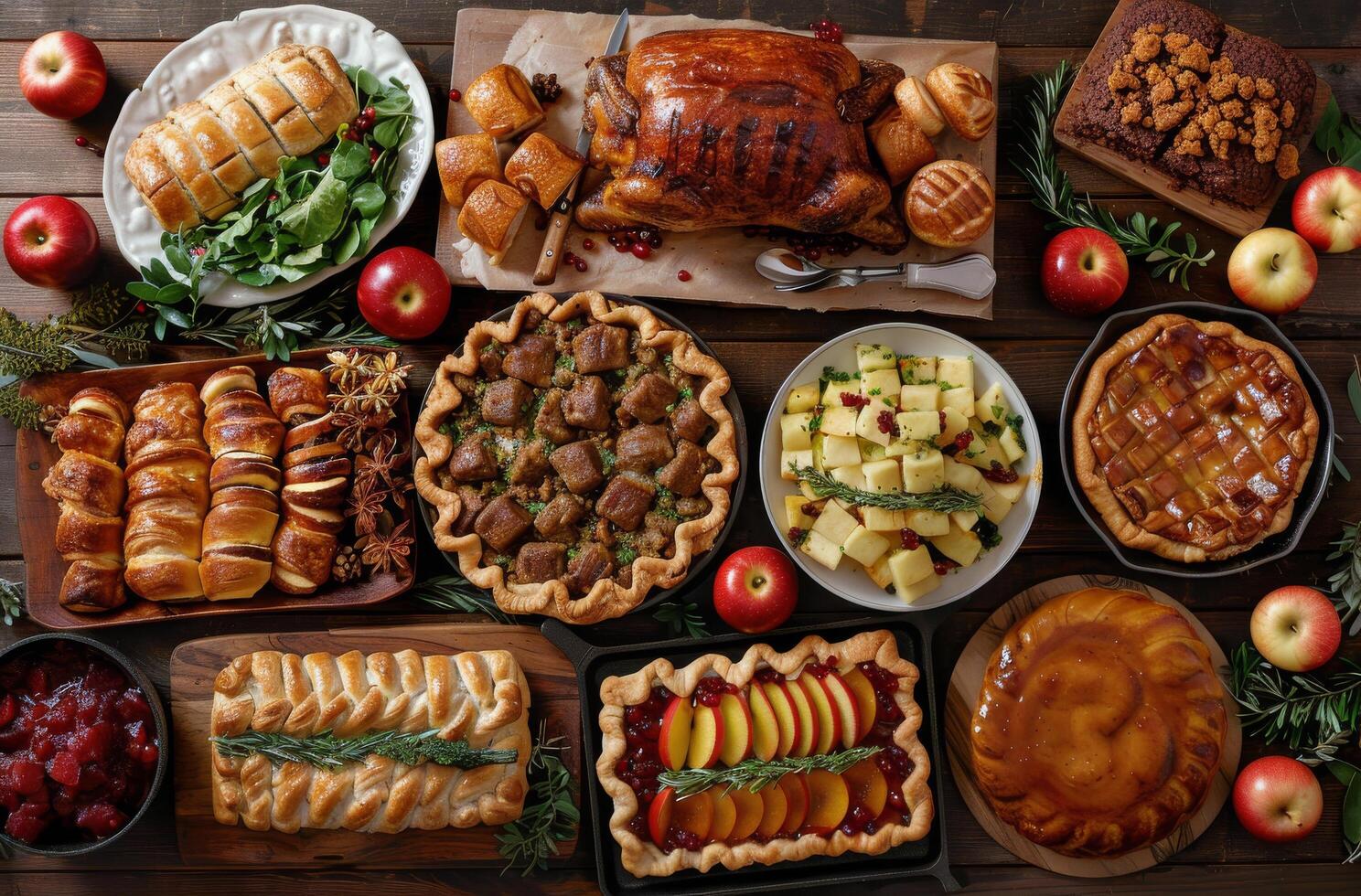 Diverse Spread of Food on Table photo