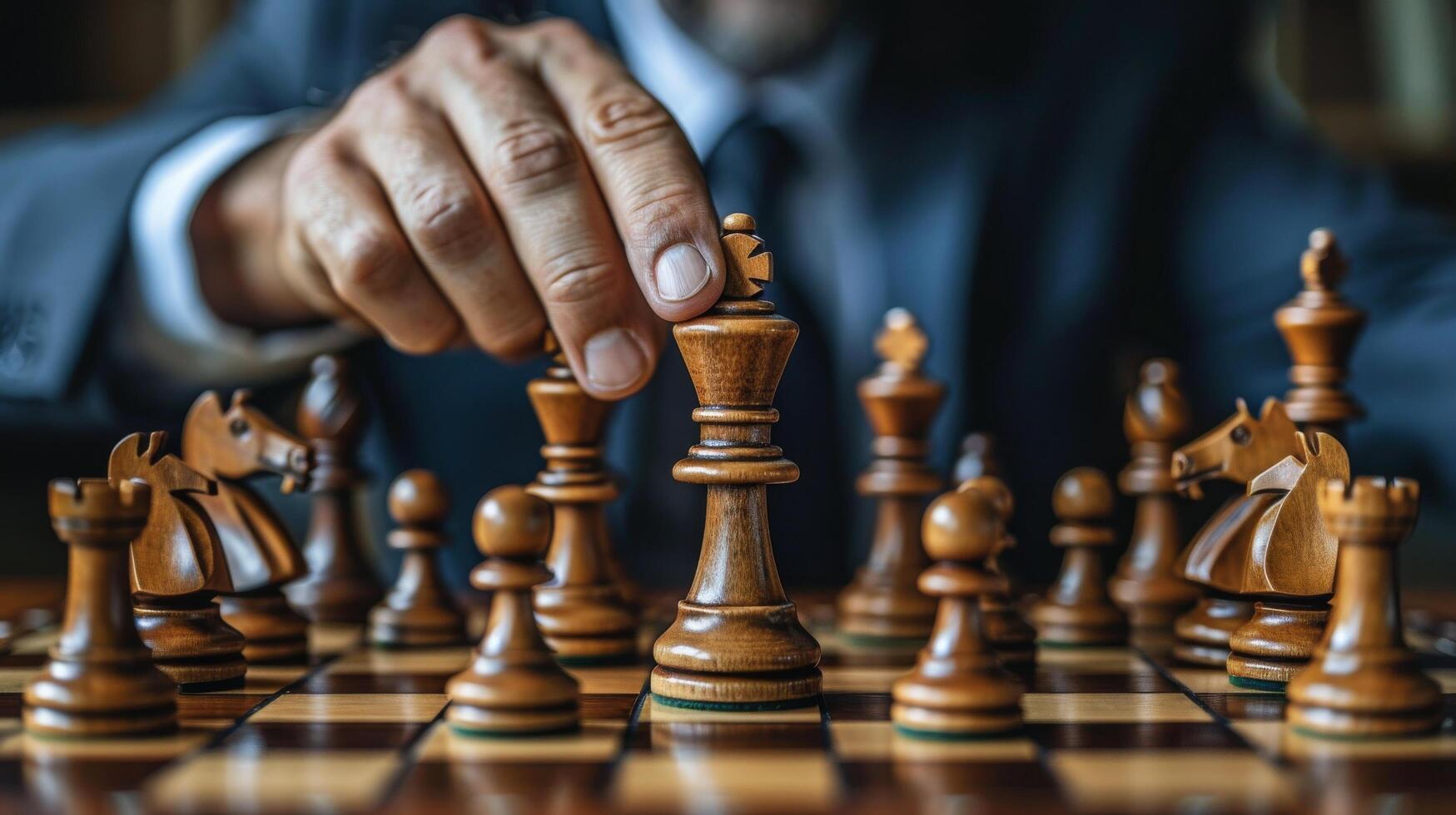 Man Examining Chessboard photo
