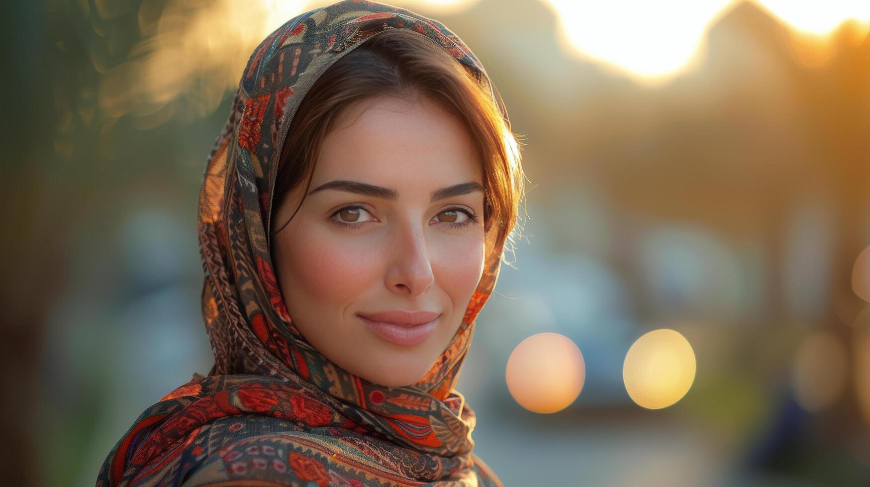 Woman Wearing Headscarf and Scarf photo