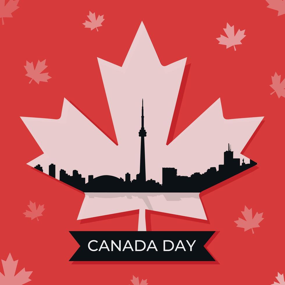 country day card with maple leaves. Canada day card. Background with Canadian maple leaves. Canadian flag. vector