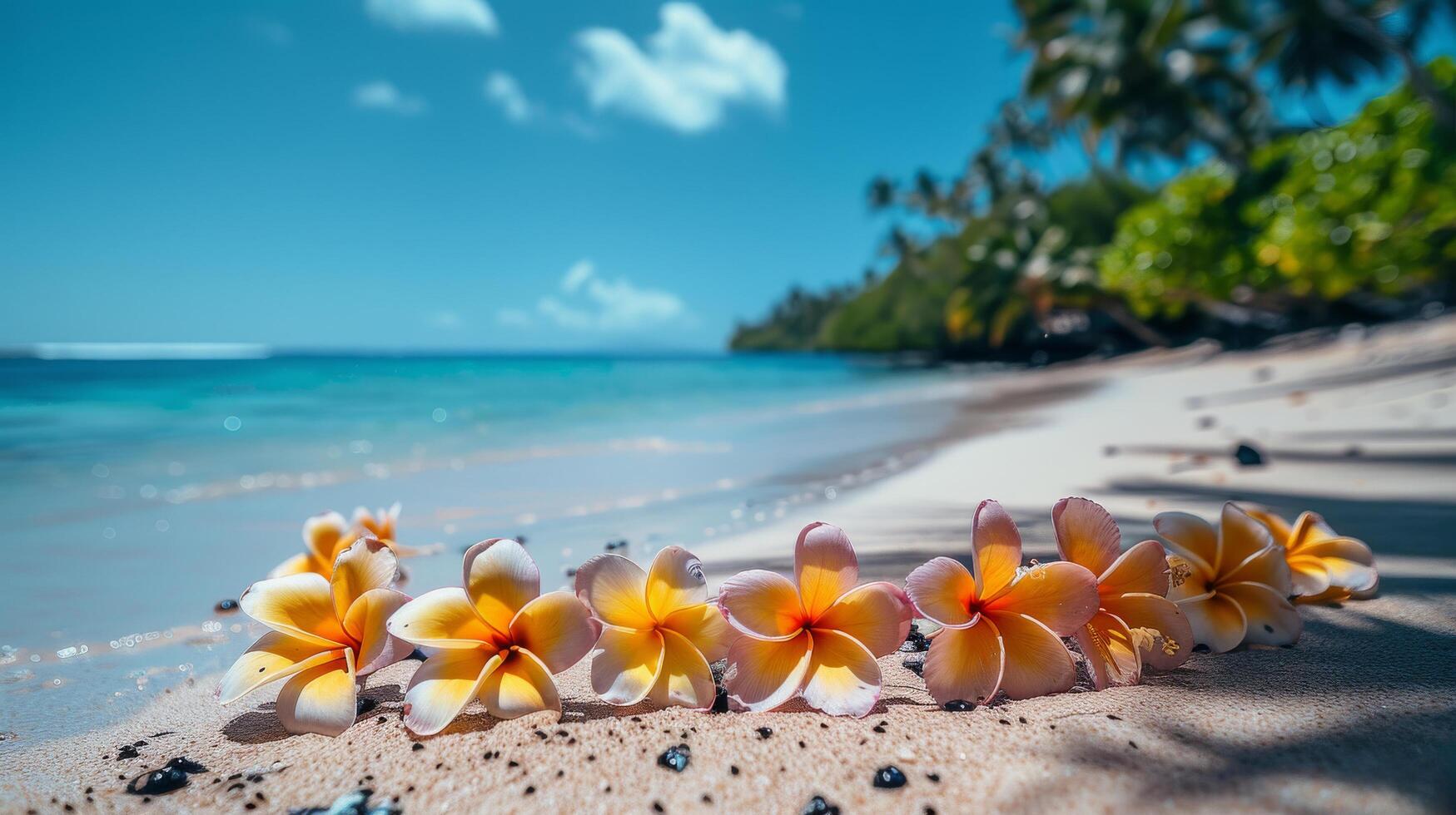 Pink Flower on Sandy Beach photo
