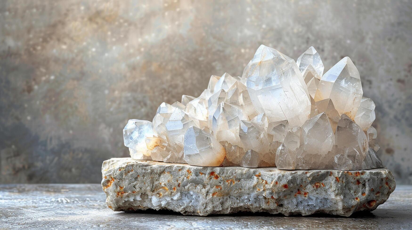 Cluster of Crystals on Rock photo