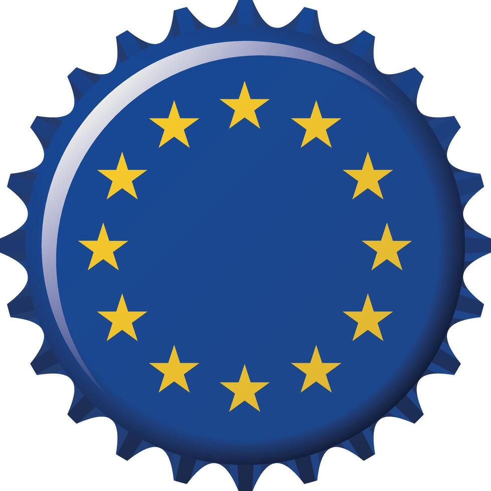 Flag of the European Union on a bottle cap. Illustration vector