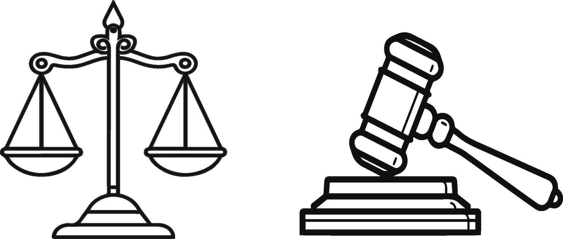 Legal Symbols Depicting Justice with Gavel and Scales of Law vector