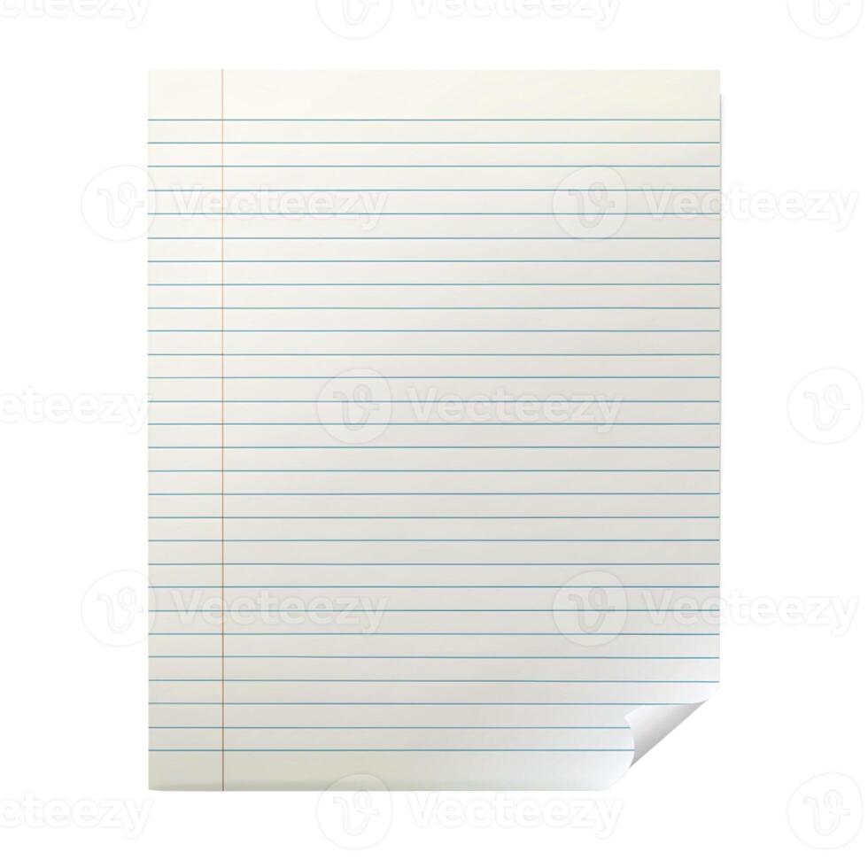 blank lined paper on white background photo