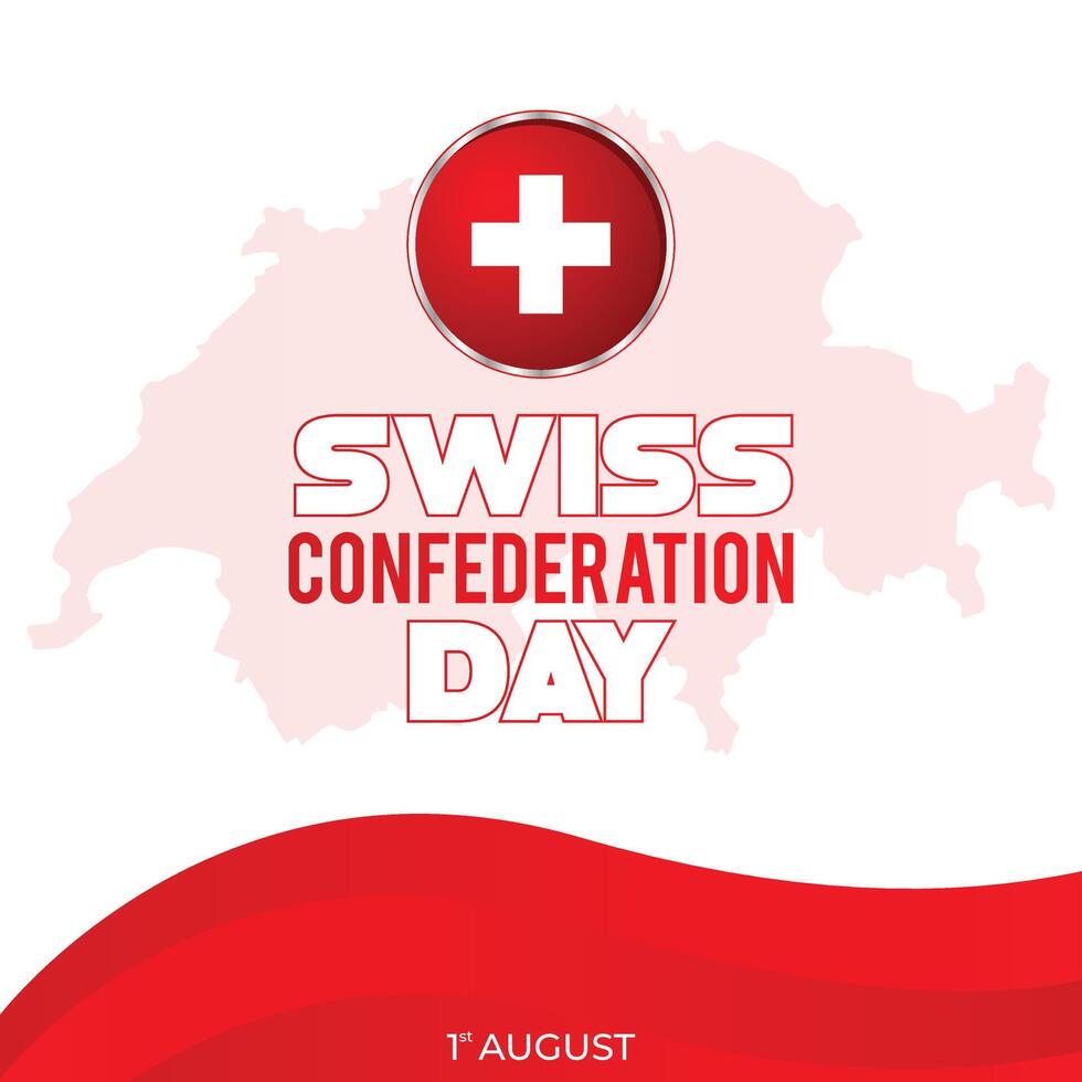 Swiss Confederation Day with Red map of the country vector