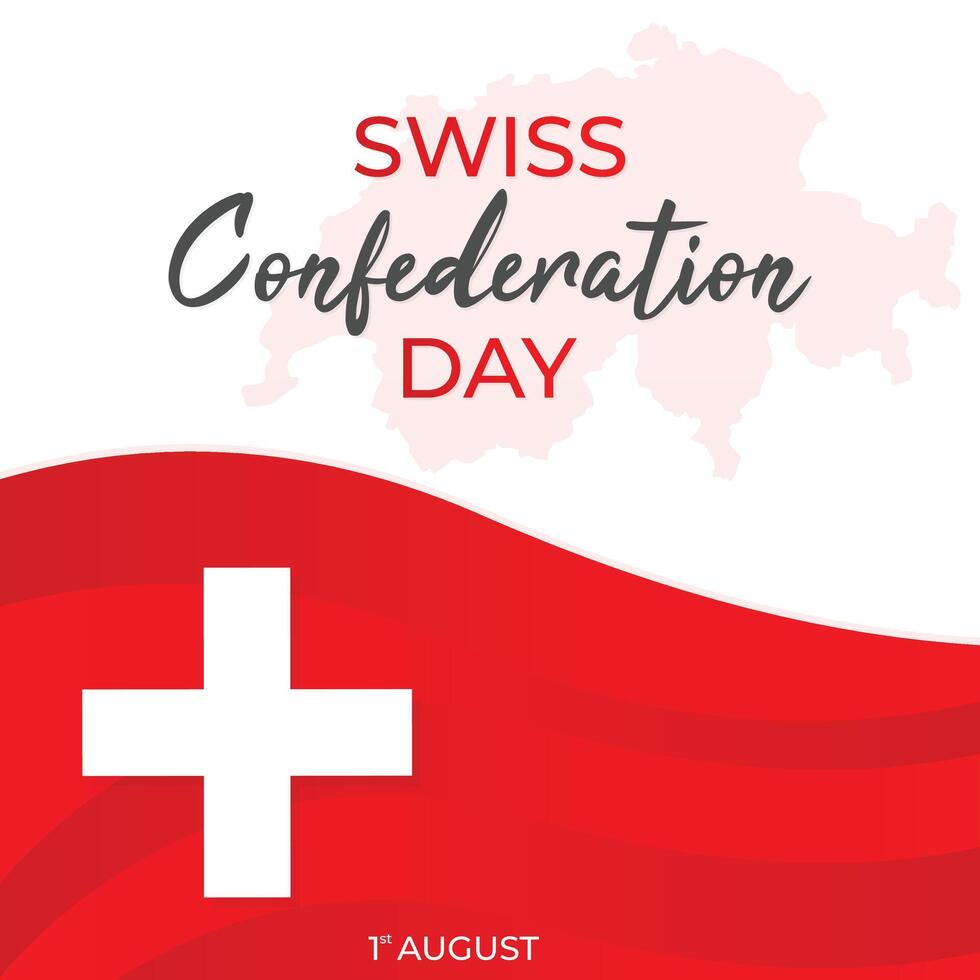 Swiss Confederation Day with Red map of the country vector