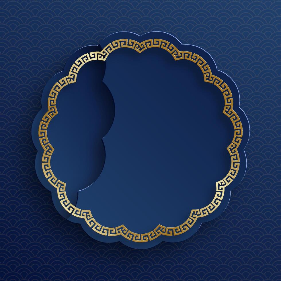 Chinese frame with oriental Asian elements on color background vector