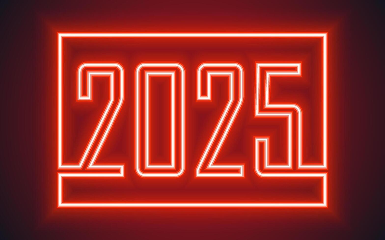 Happy New Year 2025, festive pattern with neon lettering concept on color background vector