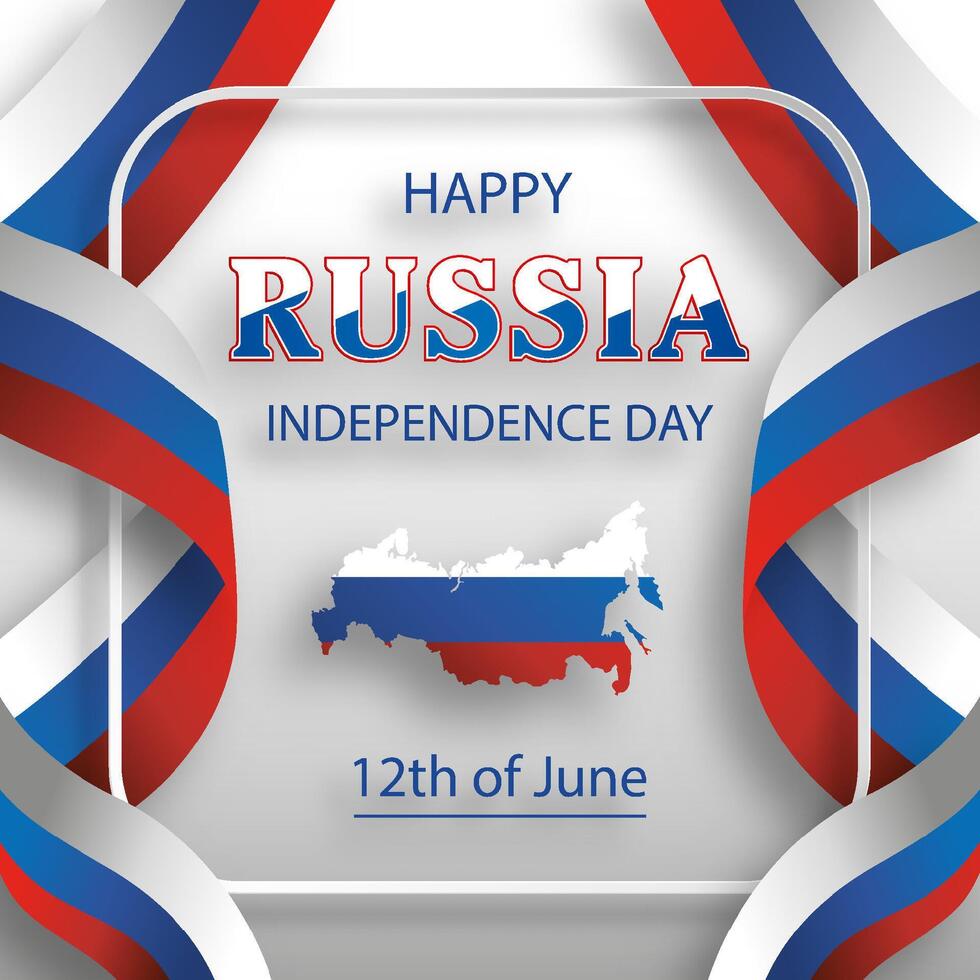 Happy Independence day of Russia card vector