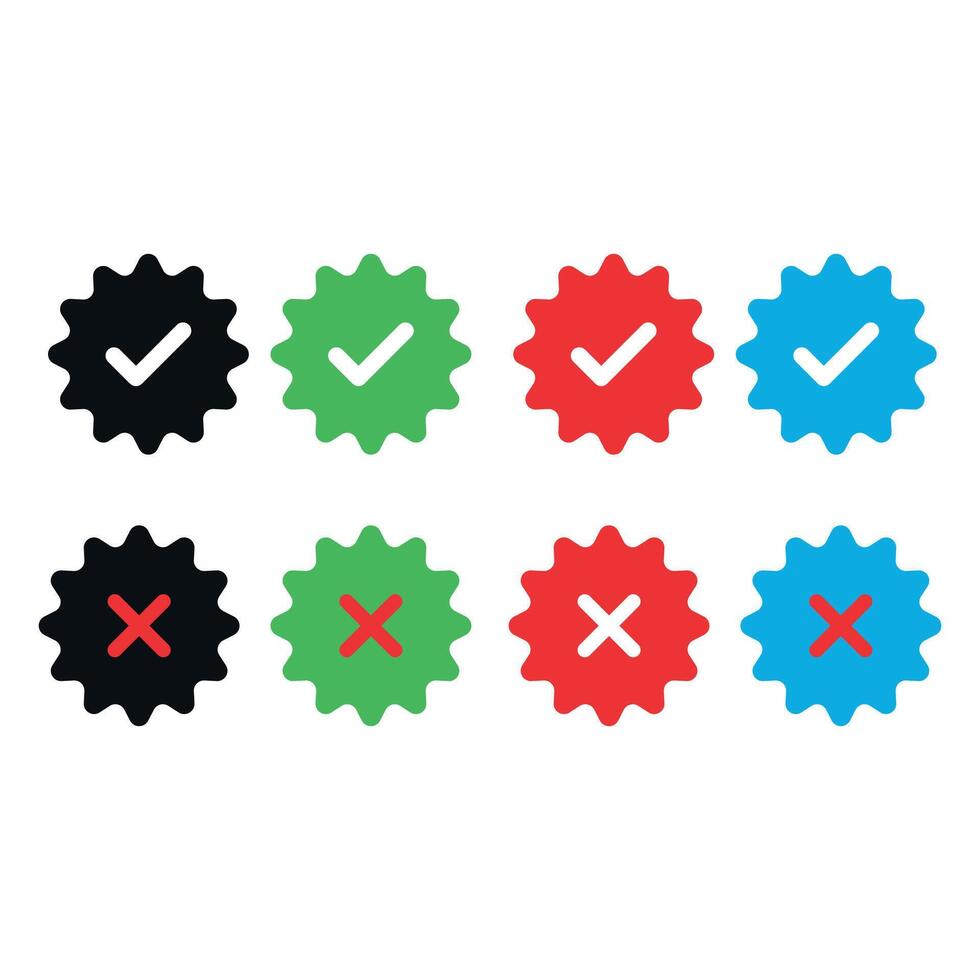 Verification Badge Set- Guaranteed stamp or verified badge. Verified icon stamp. Approved icon. Checklist icon vector