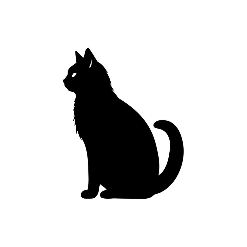 Black Cat Silhouette in Sitting Pose vector
