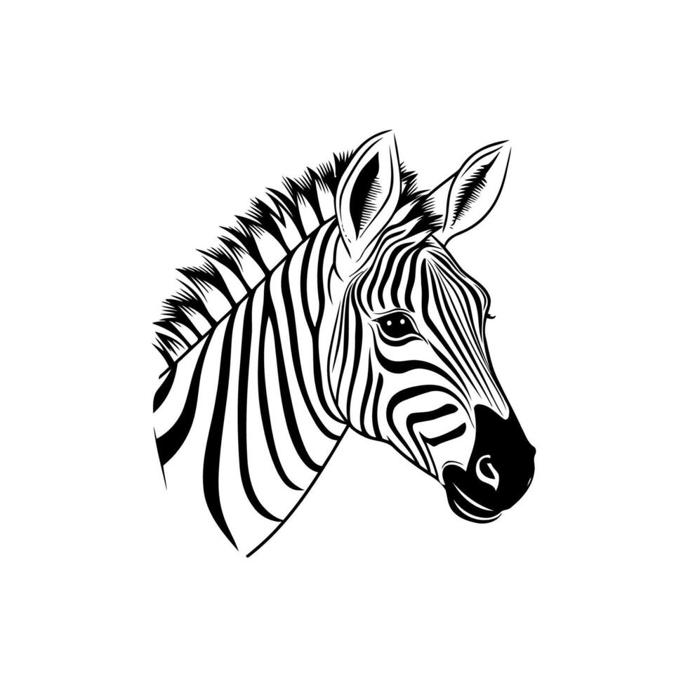 Zebra Head Silhouette with Stripes vector